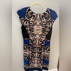 Donna Morgan Black and Blue Ornate Dress